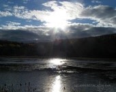 8x10 - Photograph - Gatineau Park Quebec - Sunset - Fall Autumn - Lake - Sun rays - Landscape