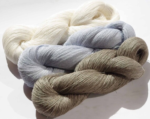 Hanks of natural Linen yarn 300gr 100 pure by AureliaBoutique