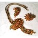 1960's Rhinestone Necklace & Earring Amber Goldtone Set 1717ag-012312000