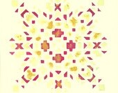 Snowflake Magenta Crystal - Alternative Neon Tribal Christmas Art