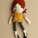 Fabric Doll Rag Doll Girl with Cat Dress