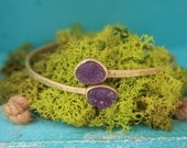Purple Druzy Bangle Cuff Bracelet