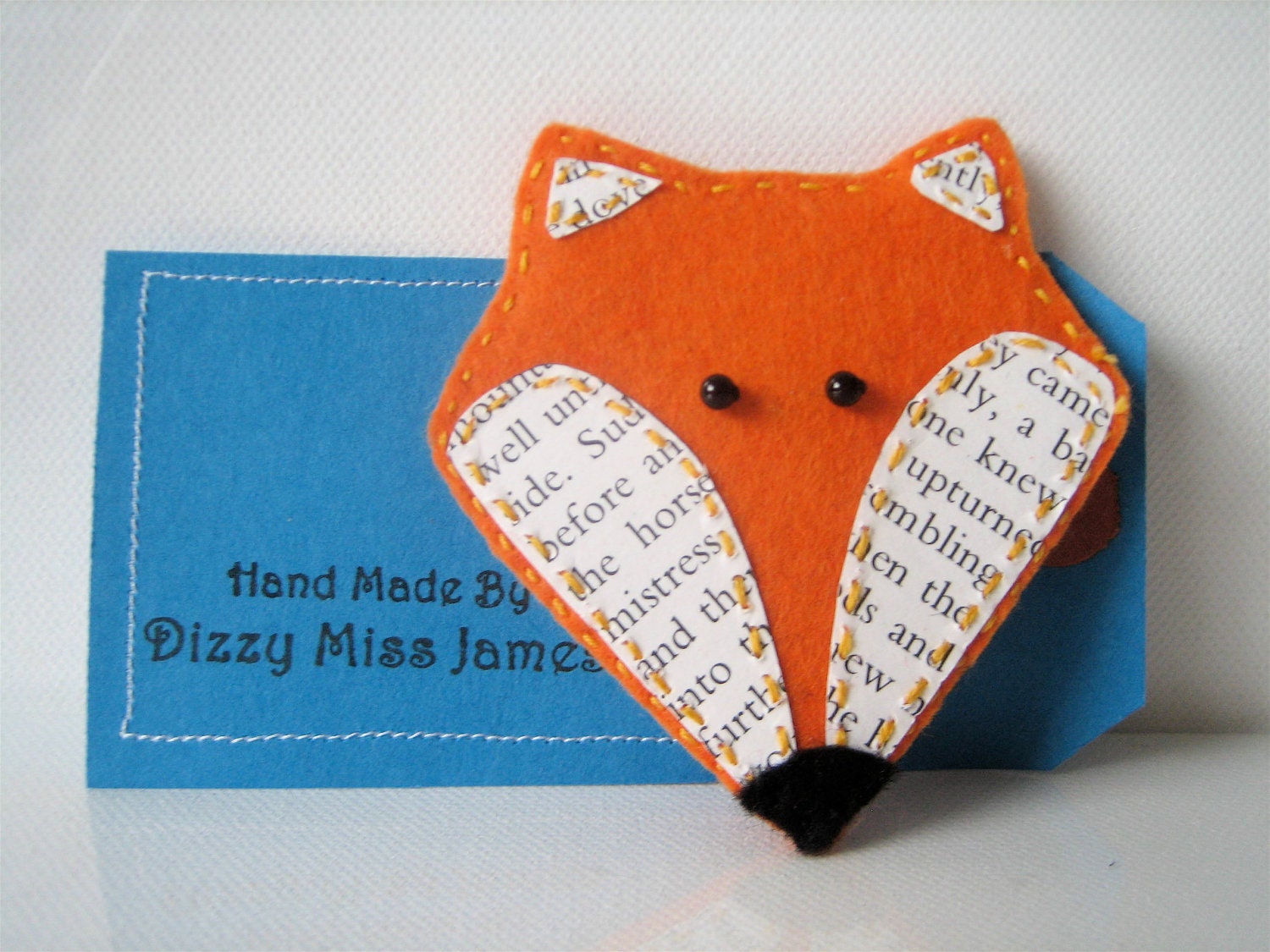 Mr Fox Hand Embroidered Felt Applique Brooch