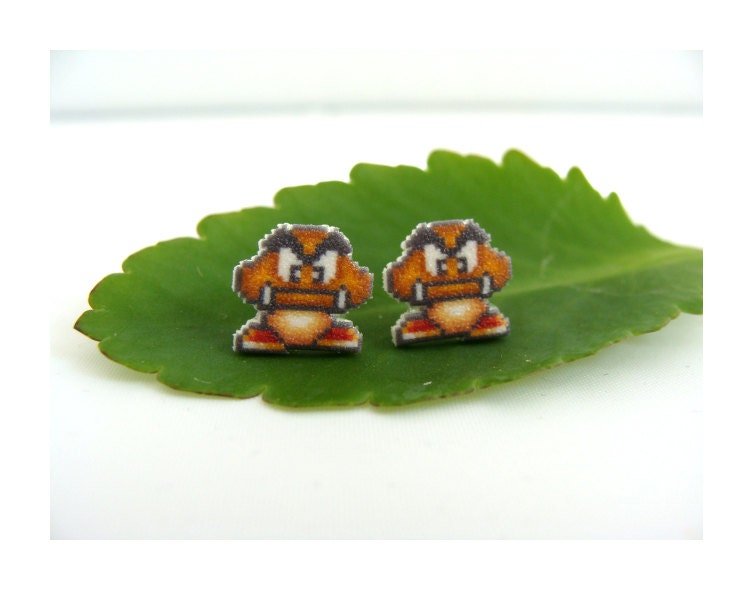 Goombah SMB 3 Pixel Sprite Earrings - retro game jewelry