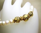 Deep red Murano bracelet  White pearl bracelet 24K gold vermeil beaded bracelet Venetian Murano glass jewelry Feminine beaded jewelry