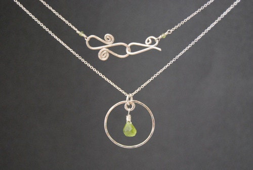 Necklace 1-61 Hammered circle necklace with your choice of stone