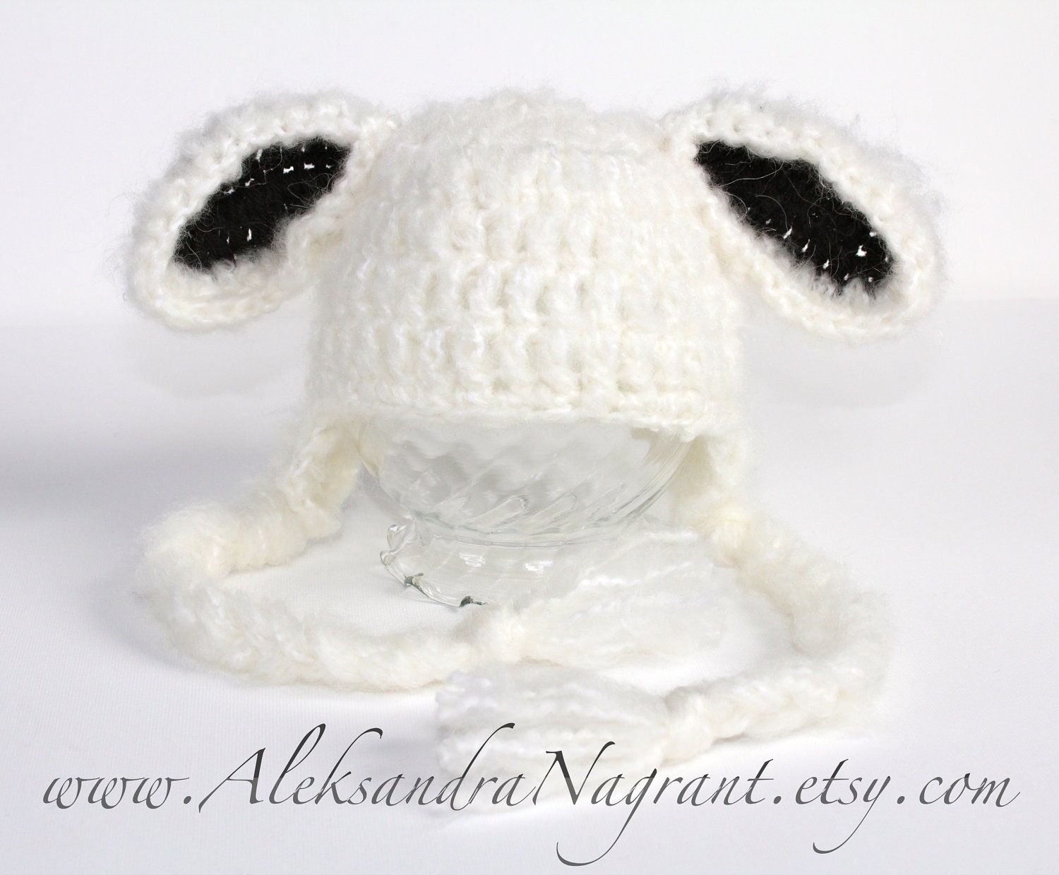 LITTLE LAMB/ SHEEP Baby Hat - acrylic/wool/mohair - photo prop - Made To Order