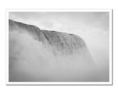 Niagara Falls Black and White Photograph, Dramatic Photograph, Gray Waterfall, Mist, Clouds 5x7, Home decor, Nursery decor, Winter