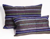 Indigo Blue,Set of 2 Pillow Cases, , Hand Woven/Embroidered Woolen Pillow Case, Striped Pillow Cower,