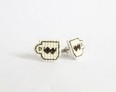 Moustache teacup earrings, cross stitch, gifts for her, gifts 15 and under
