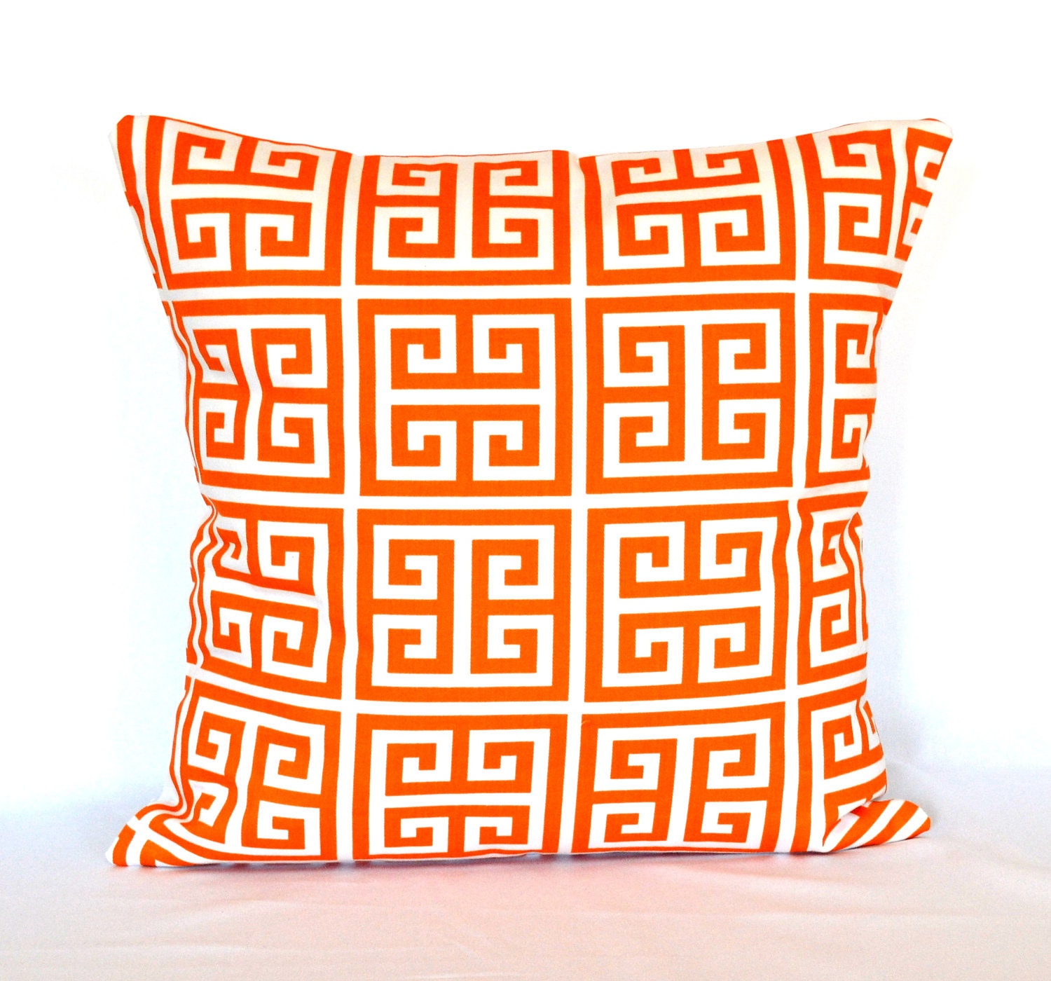 Orange deccortaive pillow designer pillow throw pillow key Greek Orange pillow cover 18x18 inches