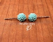 Light Blue Flower Resin Cabochon Bobby Pin Set