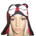 Cougar crochet earflap hat in red black and white,  mad cat crochet hat, Houston Cougars Legacy hat
