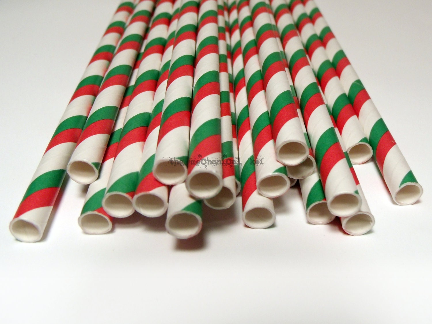 25 Christmas Striped Straws Drink Flags Party Favor Decoration Retro Soda Holiday
