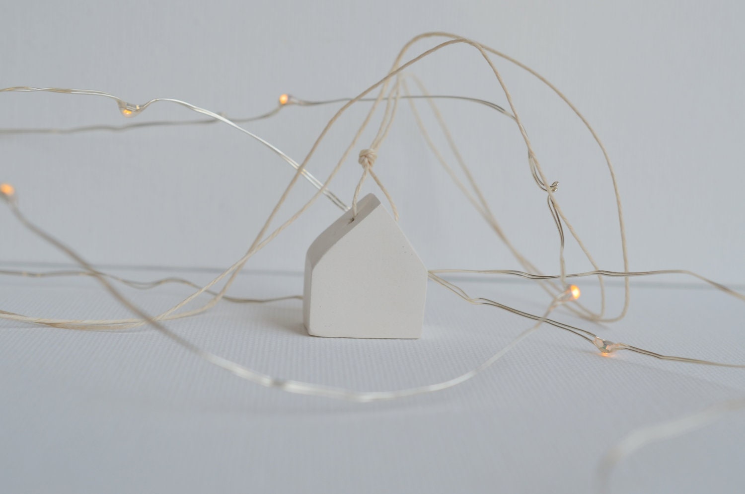 Little Ceramic House Necklace - Pure White -Abstract Modern Porcelain