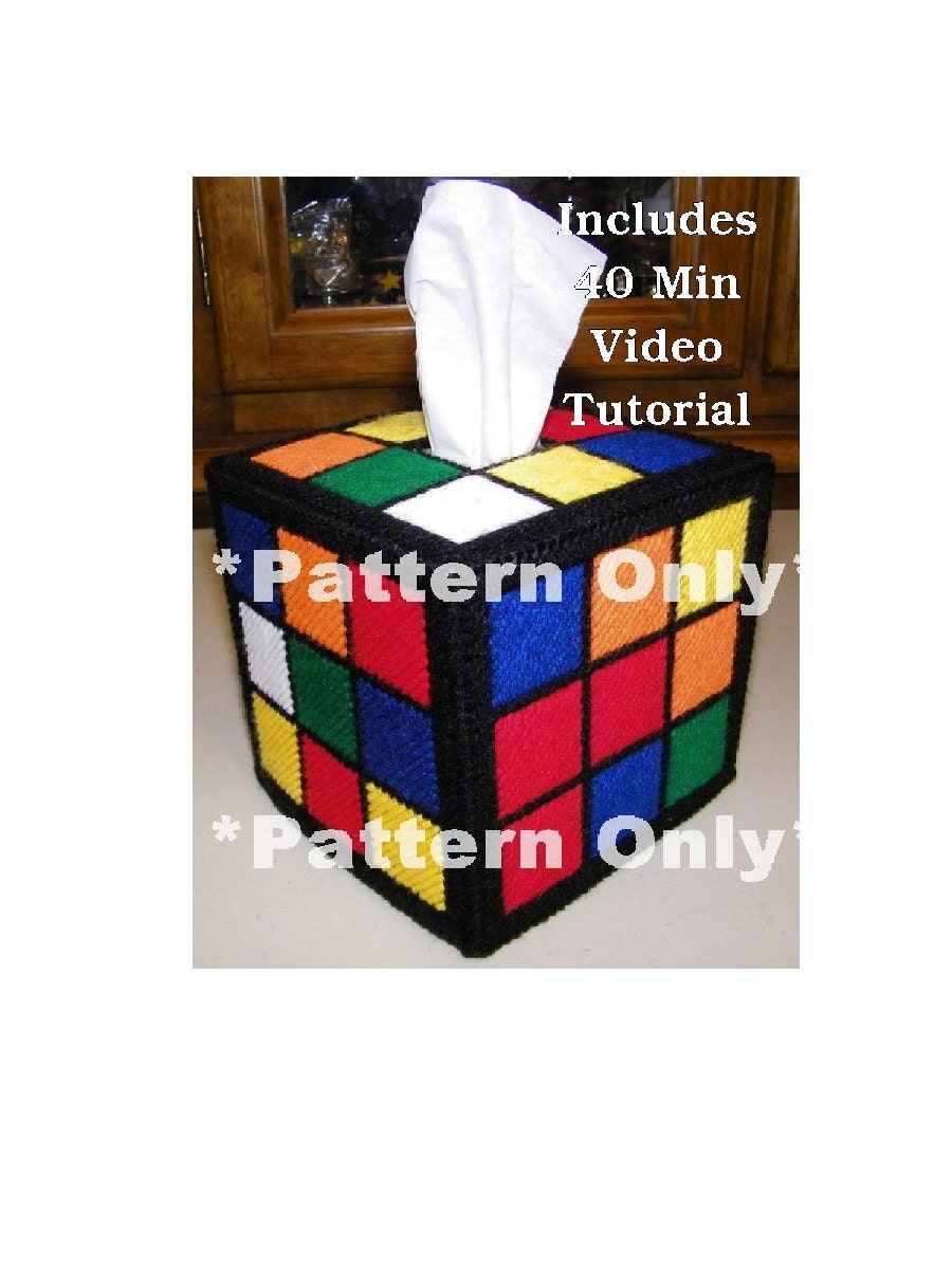 Pattern & Video Tutorial Rubik's Rubiks Cube Tissue Box Cover PATTERN ONLY Big Bang Theory Rubix Rubic