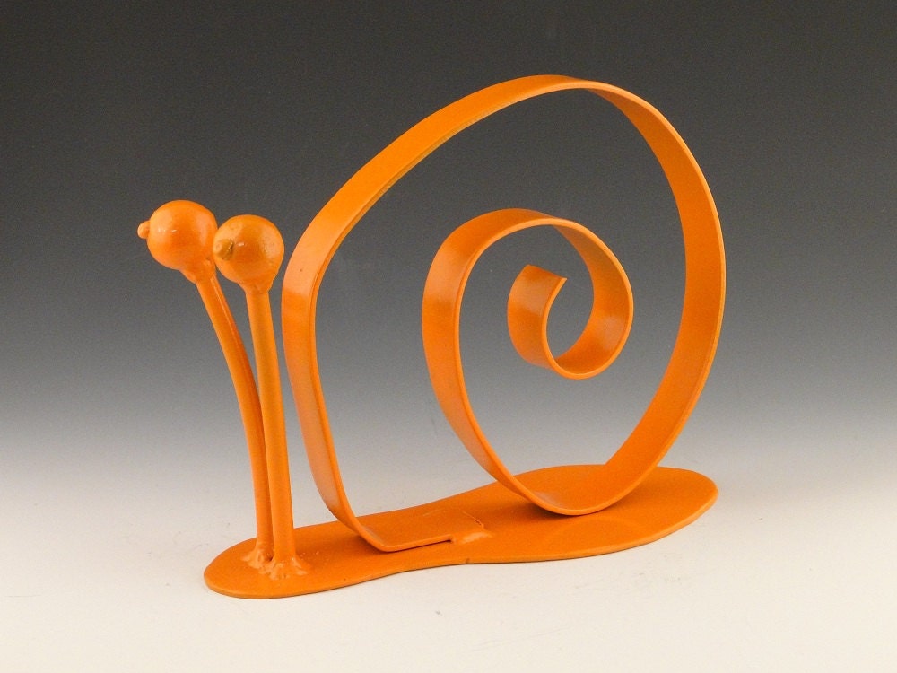 Snail Metal Garden Sculpture Orange