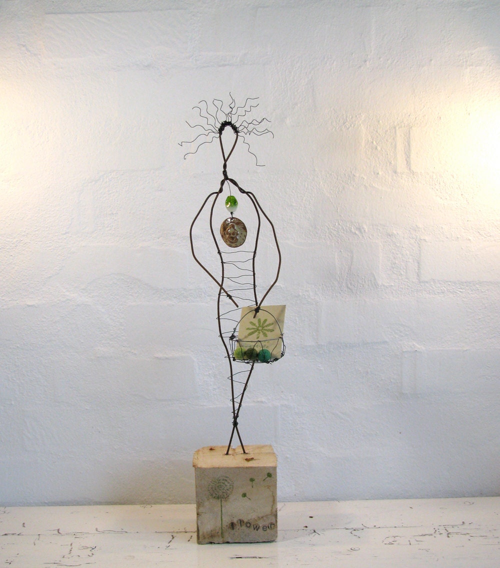 Wire Sculpture - Love Earth - Eco Friendly Driftwood Art - Rustic House Decor - Simple Soul Series