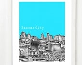 Kansas City Skyline Art Print - 8x10 Poster - Missouri State Art