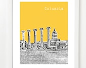 University of Missouri Poster - Mizzou Art Print - Columbia, Missouri City Skyline - 8x10