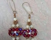 Beaded Crystal & Fire-polished Earrings on Vintaj Brass Kidney Shaped Wires