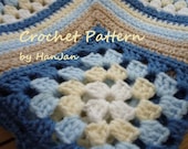 Instant Download PDF Crochet Pattern: Matthew's Granny Cluster Baby Blanket, Afghan, Shawl UK instructions with HanJan crochet tutorial