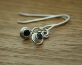 Sapphire Earrings, Dangly Silver Earrings, Dark Midnight Blue, Infinity Design, September Birthstone
