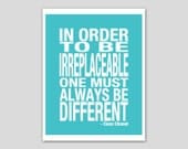 Positive Inspirational Typography Quote Art Print Custom Colors Coco Chanel Quote Poster Inspiration 8x10 Art Print