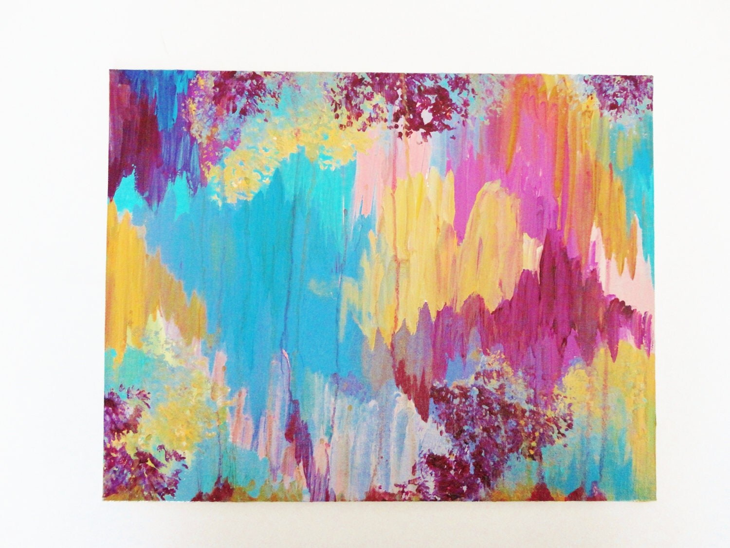 SALE - Beautiful Original Abstract Painting FREE Shipping, Carnival Dreams Candy Pastel Pink Turquoise Gift for Her Fall Xmas Gift Under 100