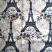 Paris France Eiffel Tower Fabric, Fat Quarter, Black / Cream, 18" X 22" inches, 100% Cotton, For Victorian & Romantic Projects
