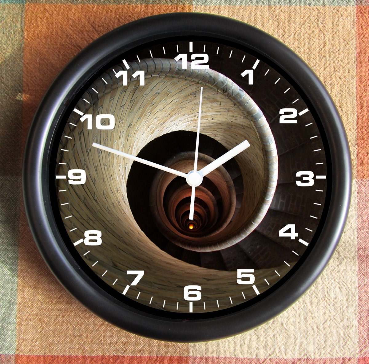 SPIRAL Brick UNIQUE DALI Nautilis Feng Shui unusual impressive 10 inch Resin Wall Clock Weddings Christmas QuickShip