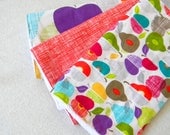 Set of 3 "Apples and Pears" Baby Burp Cloths, with White Stripe Minky