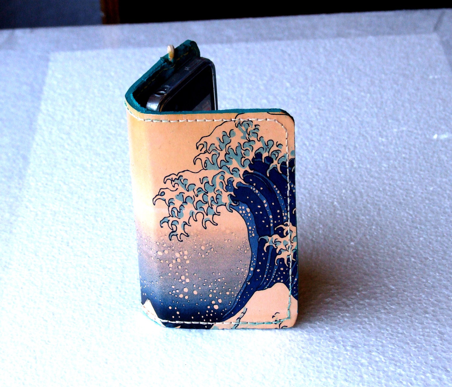 printed leather smart phone wallet- custom made for any phone