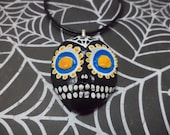 OOAK Hand Painted Day of the Dead Sugar Skull Necklace