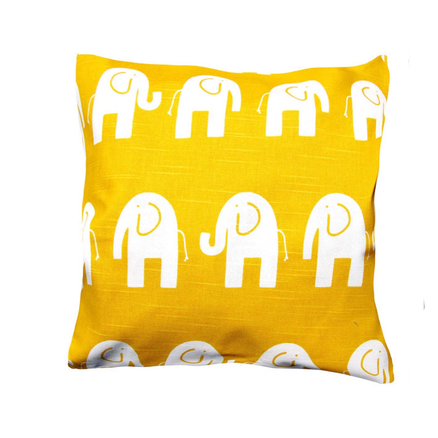 SUMMER PILLOW.Yellow  Pillow Cover- Yellow & White Elephant Pillow Cover - Yellow Cushion , Accent Pillow 16 x16" or 17 x 17"or 18 x 18"