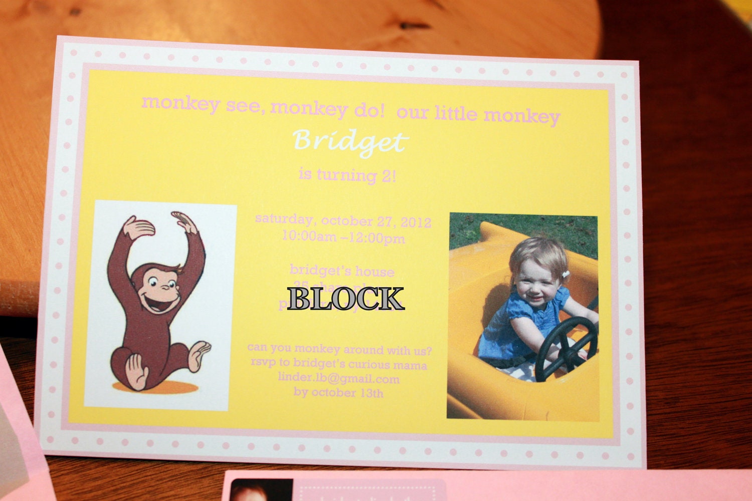 Printable DIY Curious George Birthday Party Invitation
