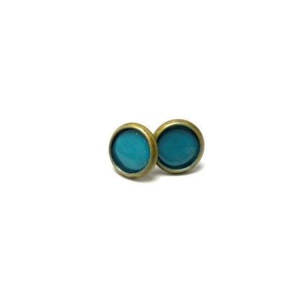 Turquoise enamel studs, copper