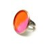 Adjustable enamel ring, pink and orange, copper 24mm