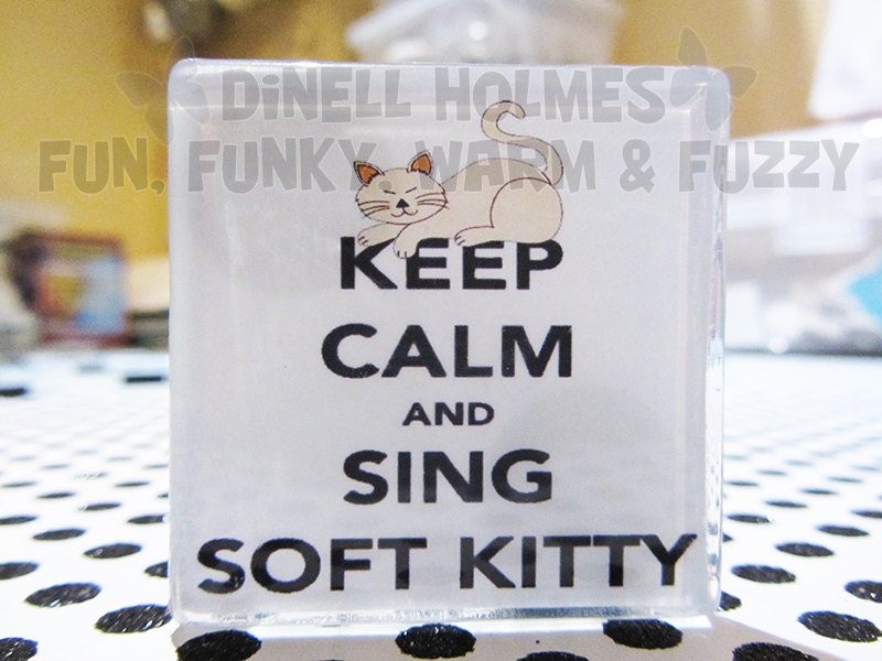 CLEARANCE SALE Keep Calm Sing Soft Kitty Big Bang Theory XLarge Glass Tile Magnet Handmade Humor Funny TV Household