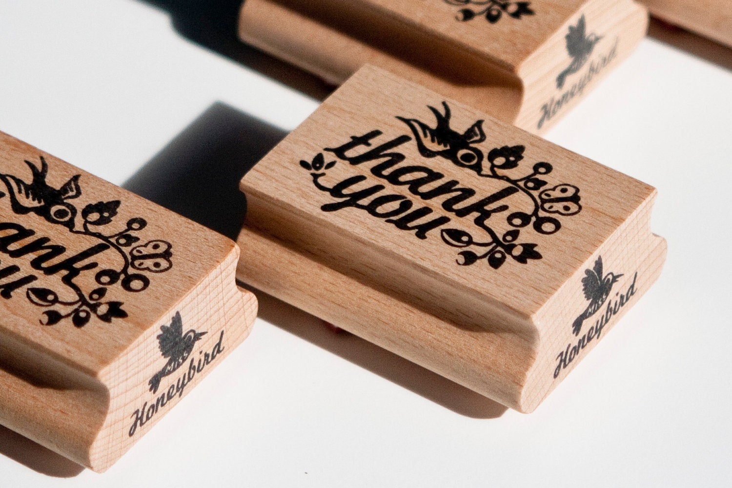 Thank you rubber stamp with cute bird