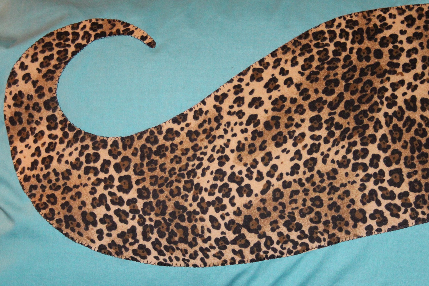 SALE - Cheetah Print and Teal Mustache Pillow Case Set - LIMITED EDITION