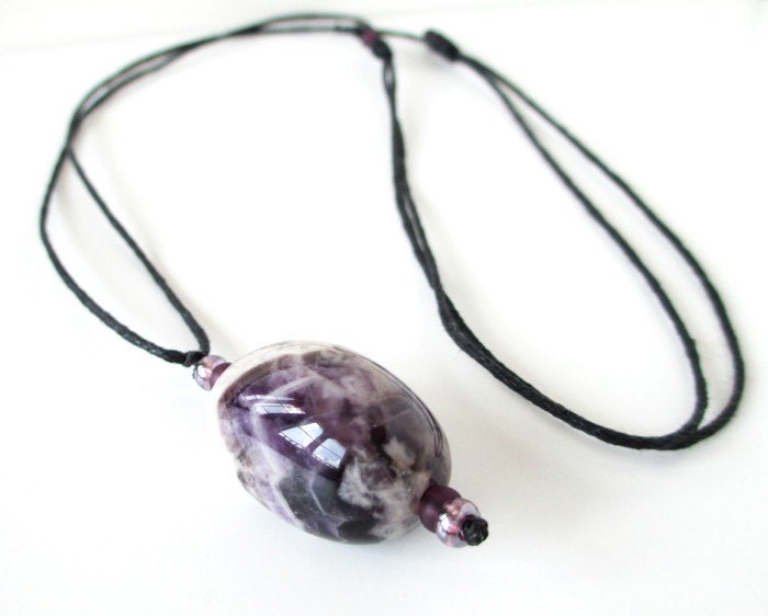 Dogtooth Amethyst Adjustable Pendant (waxed cotton cord)