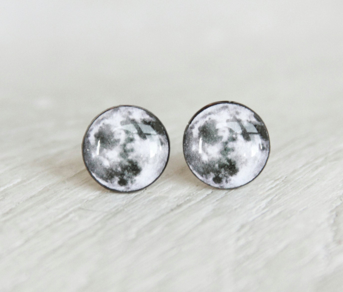 MOON - Earrings Studs - Full Moon Earrings - Post Earrings with Full Moon Design - Halloween Earrings by Ear Sugar