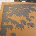 Hand-made paper cut : Herd of Bison/buffalo silhouette - gray and mustard/tan - large
