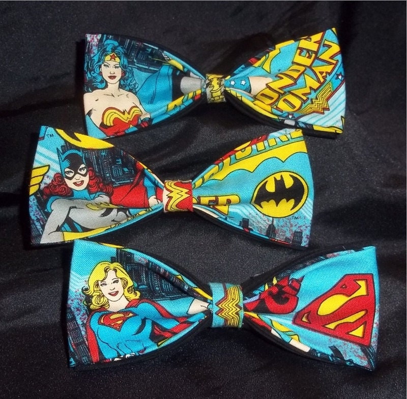 BowTies Made From DC Comics Girl Power Fabric - Take Your Pick From 8 Sexy Bow Ties, Choose Your Favorite Characters - SHIPPING 2.07
