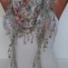 Floral Shawl/ Scarf  Grey and Red Roses Headband - Cowl with Trim Edge- Summer Trends