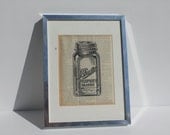 Ball Mason Jar Print on Vintage Encyclopedia Paper