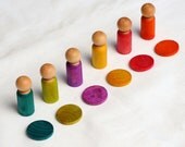 Pop on the dot game - Montessori inspired color matching wooden game