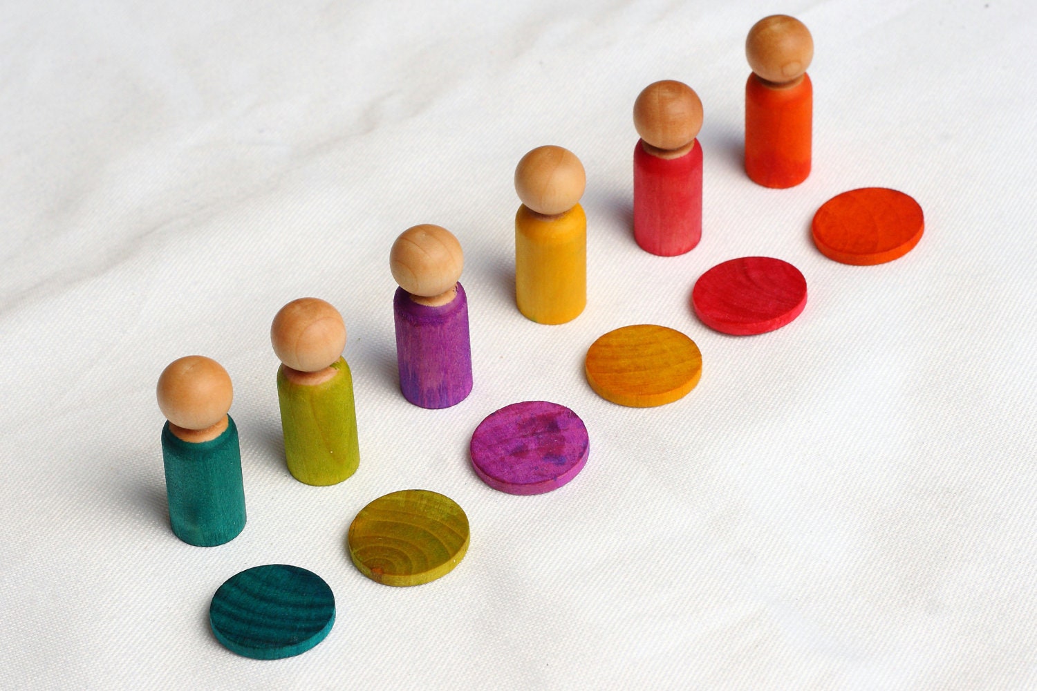 Pop on the dot game - Montessori inspired color matching wooden game