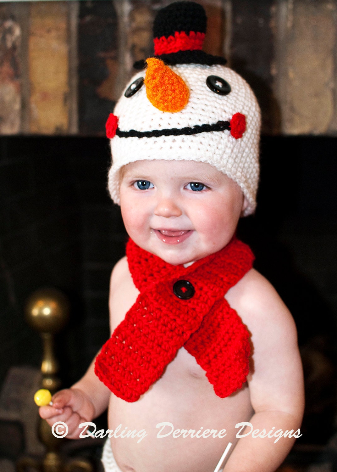 12-18 Month Baby Snowman Crochet Hat and Scarf FINISHED PRODUCT